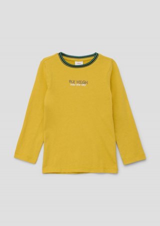 s.Oliver Longsleeve mit Schrift-Print - gelb