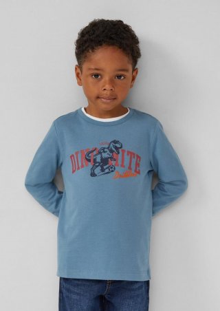 s.Oliver Baumwoll-Longsleeve mit Frontprint - hellblau