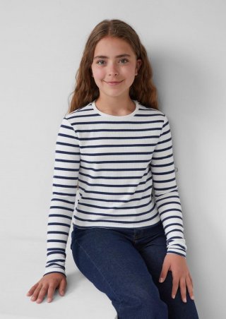 s.Oliver Kurzes Langarmshirt aus Rippware - ecru