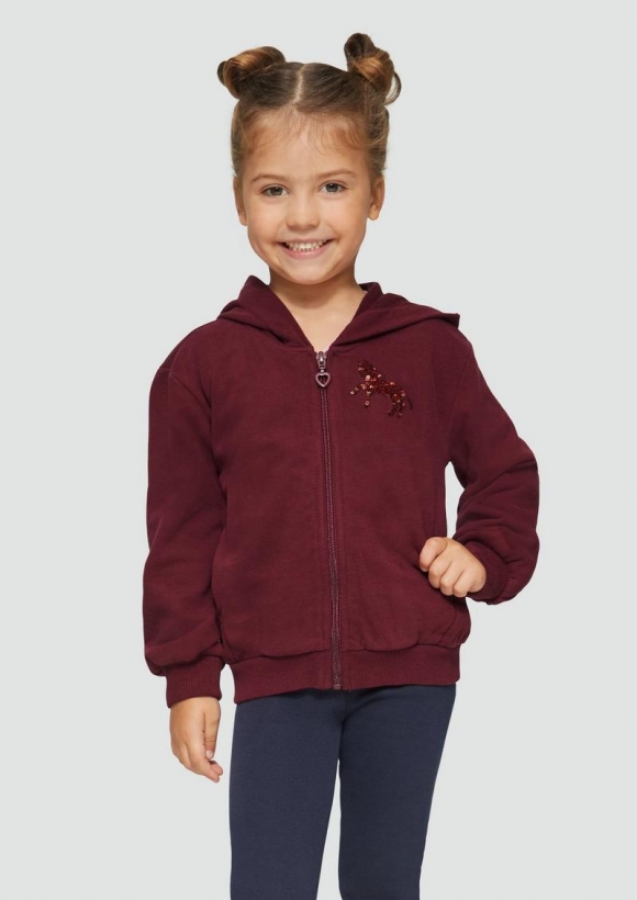 s.Oliver Sweatjacke mit Artwork am Rücken - bordeaux