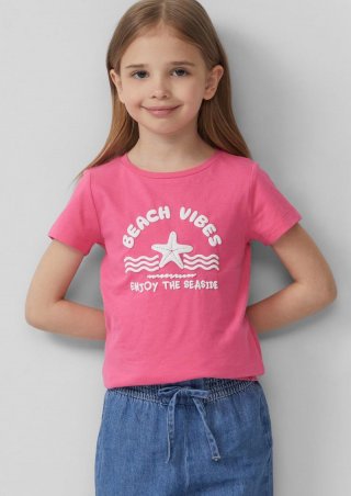 s.Oliver Baumwoll-T-Shirt mit Print - pink