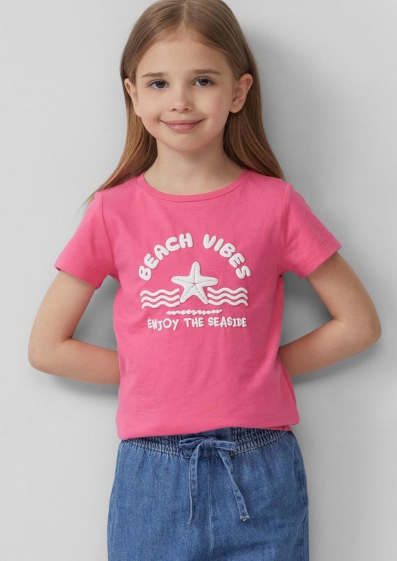 s.Oliver Baumwoll-T-Shirt mit Print - pink
