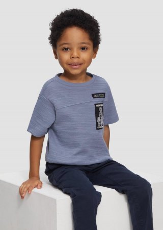 s.Oliver Strukturiertes T-Shirt aus Strickjersey mit Patches - blassblau
