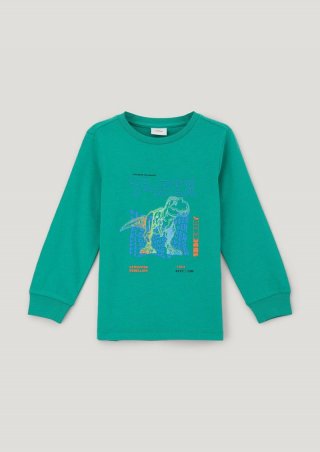 s.Oliver Longsleeve mit gummiertem Print - türkis