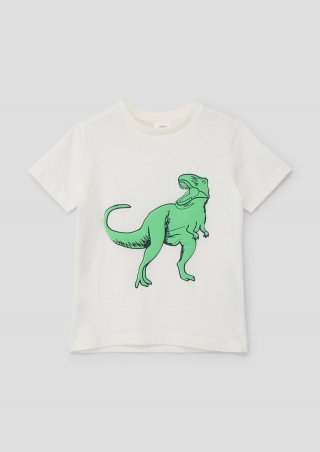 s.Oliver T-Shirt mit gummiertem Print - ecru
