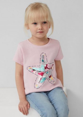 s.Oliver T-Shirt im A-Shape mit Wendepailletten - zartrosa