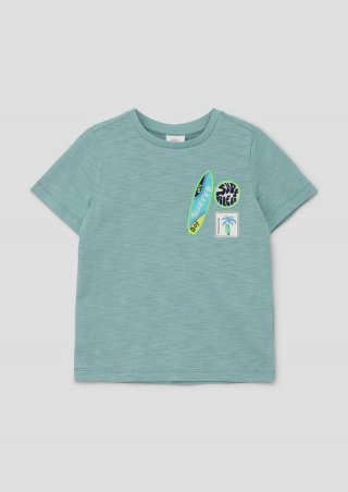 s.Oliver T-Shirt mit Flammgarn-Struktur - petrol