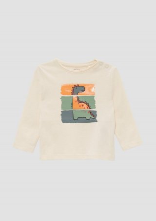 s.Oliver Longsleeve mit gummiertem Print - helles sand