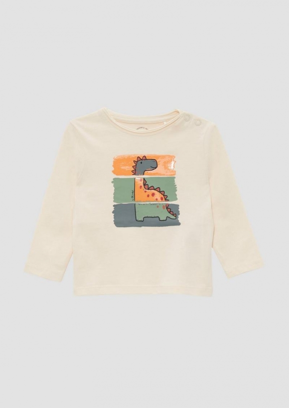 s.Oliver Longsleeve mit gummiertem Print - helles sand