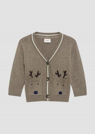 s.Oliver Weiche Strickjacke mit Rentier-Applikation - karamell