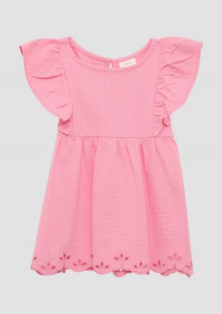 s.Oliver Strukturiertes T-Shirt mit Volantärmeln und Lochmuster - pink