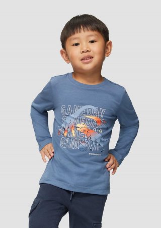 s.Oliver Langarmshirt aus Baumwolljersey mit Frontprint - blau