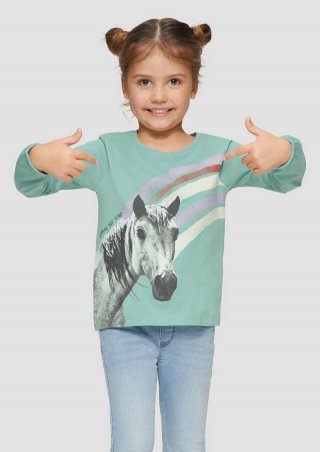 s.Oliver Weiches Langarmshirt mit Fotoprint - helles türkis