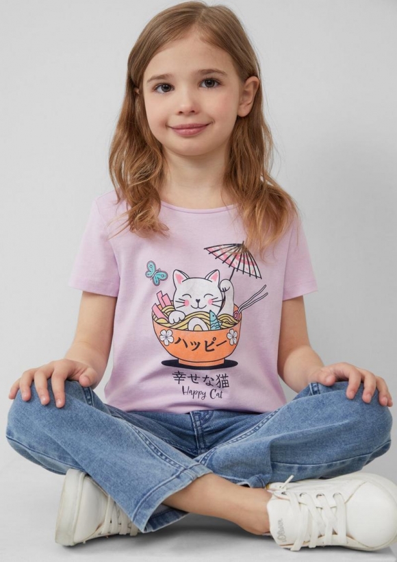 s.Oliver T-Shirt mit Frontprint im Loose Fit - flieder
