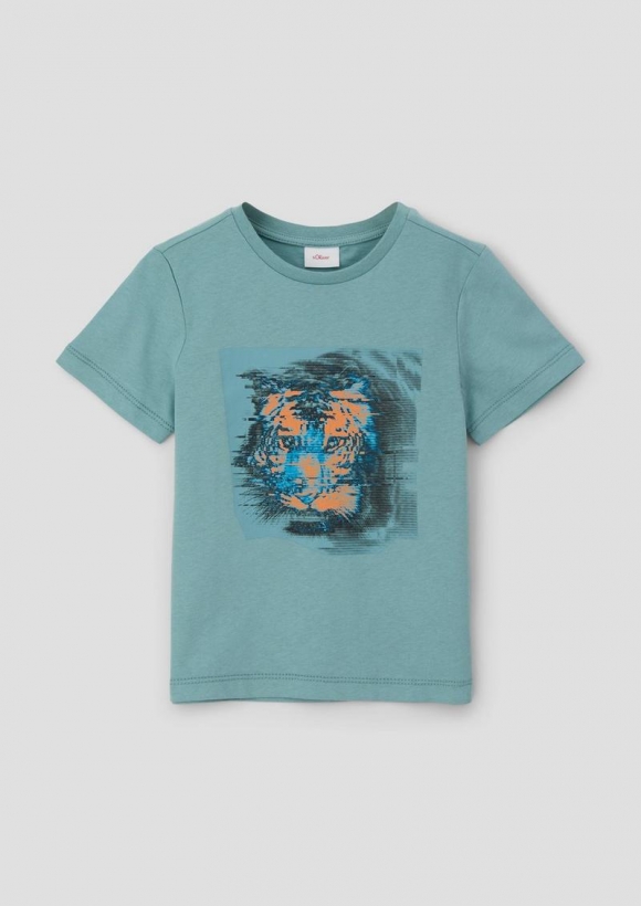 s.Oliver T-Shirt mit Frontprint - helles petrol