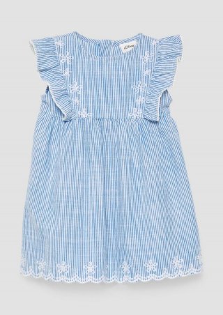 s.Oliver Fein gestreiftes Baumwollkleid in Leinen-Optik - royalblau