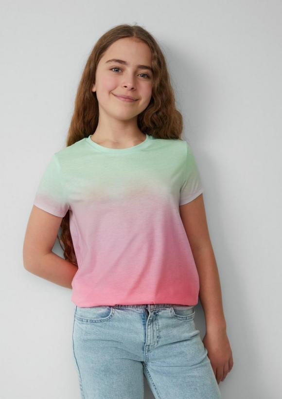 s.Oliver T-Shirt im Loose Fit mit Farbverlauf - ozeangrün