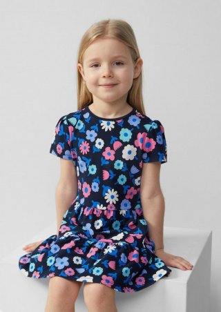 s.Oliver Ausgestelltes Stufenkleid mit Puffärmeln - navy