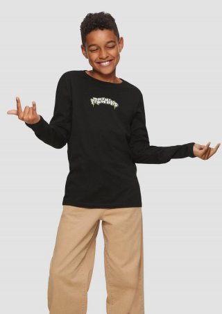 s.Oliver Langarmshirt mit Frontprint - schwarz