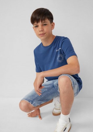 s.Oliver Jersey-T-Shirt mit Frontprint - dunkelblau