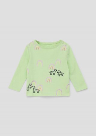 s.Oliver Langarmshirt mit Glitzerprint - hellgrün