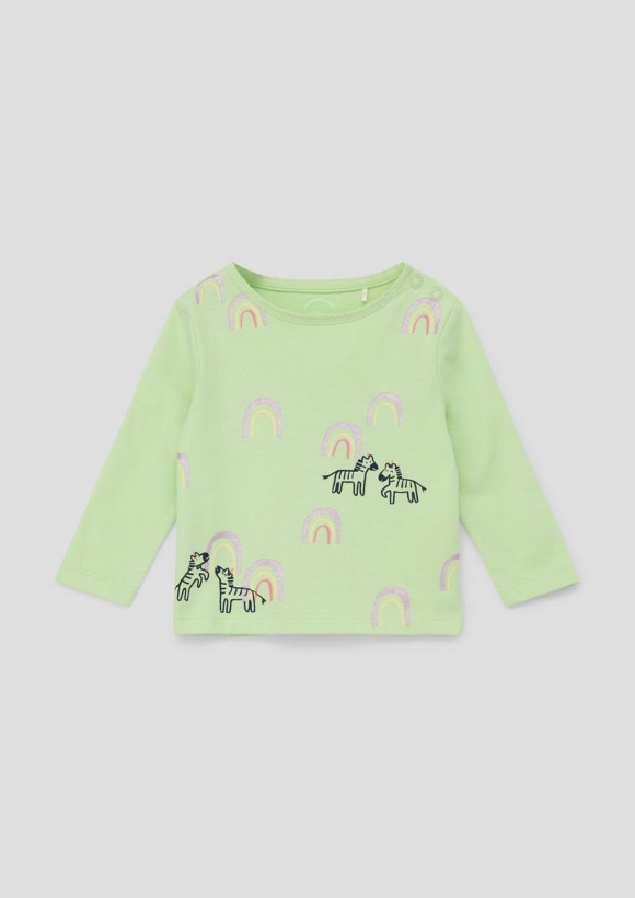 s.Oliver Langarmshirt mit Glitzerprint - hellgrün