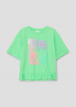 s.Oliver T-Shirt mit Fransensaum - hellgrün