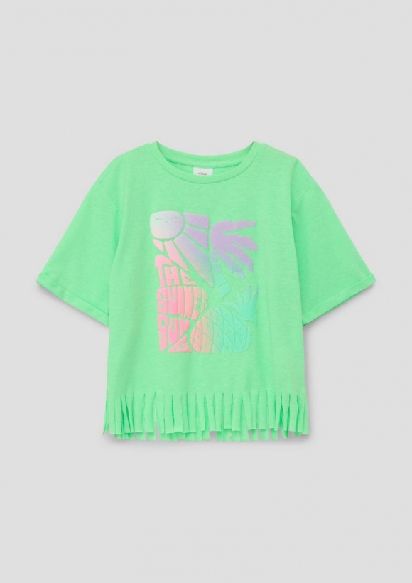 s.Oliver T-Shirt mit Fransensaum - hellgrün