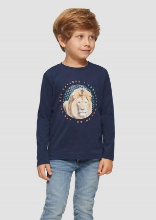 s.Oliver Langarmshirt mit Löwen-Print - navy