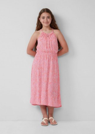 s.Oliver Trägerkleid in Midilänge aus crinkled Viskose - himbeere