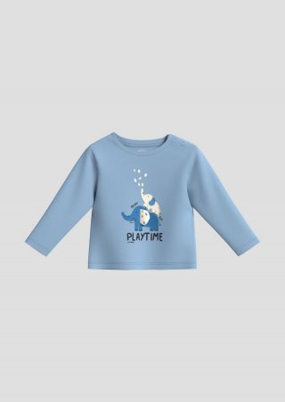 s.Oliver Longsleeve mit Grafik-Print und Applikation - blassblau