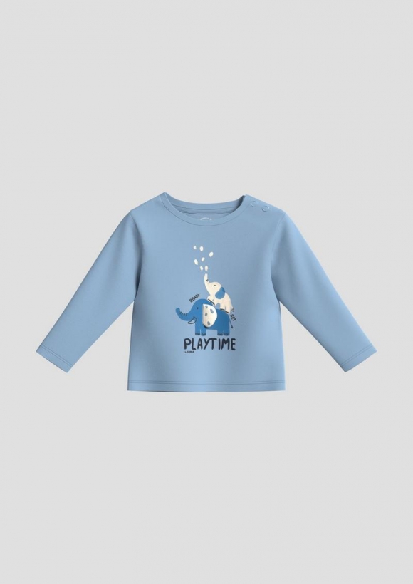 s.Oliver Longsleeve mit Grafik-Print und Applikation - blassblau