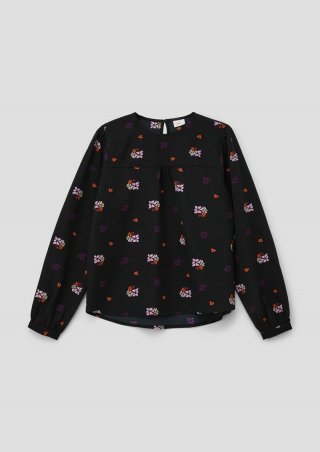 s.Oliver Bluse mit Crêpestruktur - schwarz