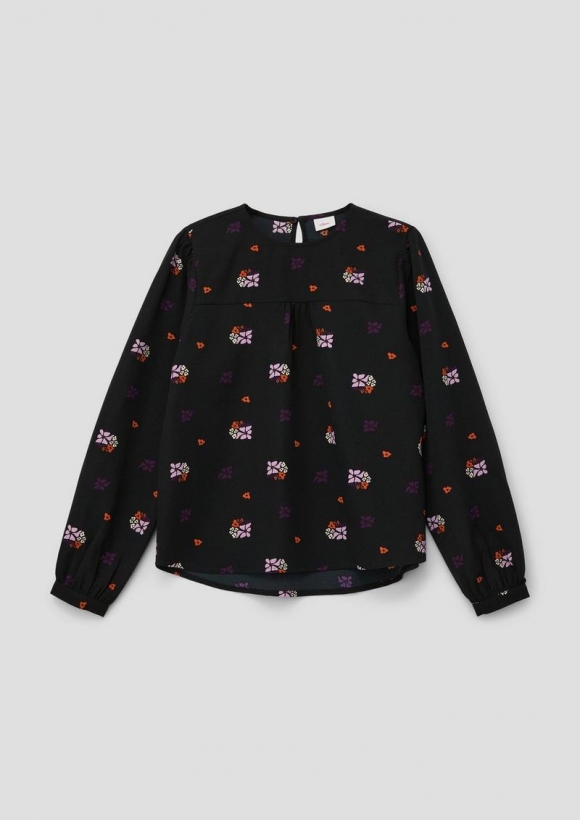 s.Oliver Bluse mit Crêpestruktur - schwarz