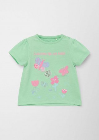 s.Oliver Baumwollshirt mit Artwork - hellgrün