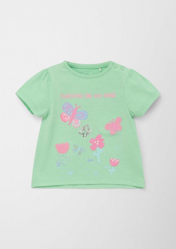 s.Oliver Baumwollshirt mit Artwork - hellgrün