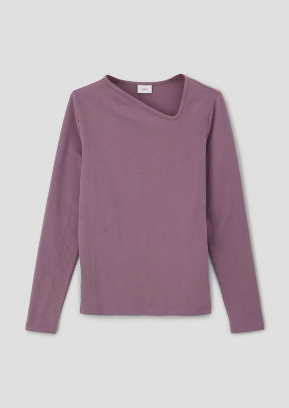 s.Oliver Longsleeve mit asymmetrischem Ausschnitt - lavendel