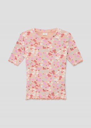 s.Oliver T-Shirt in Ripp-Struktur - papaya