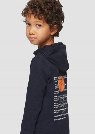 s.Oliver Langarmshirt mit Kapuze und Rückenprint - navy