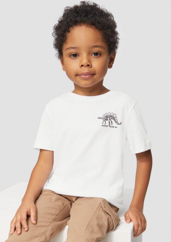 s.Oliver T-Shirt mit kleinem Brustprint - weiß