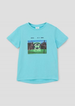 s.Oliver T-Shirt mit Fotoprint - helles türkis