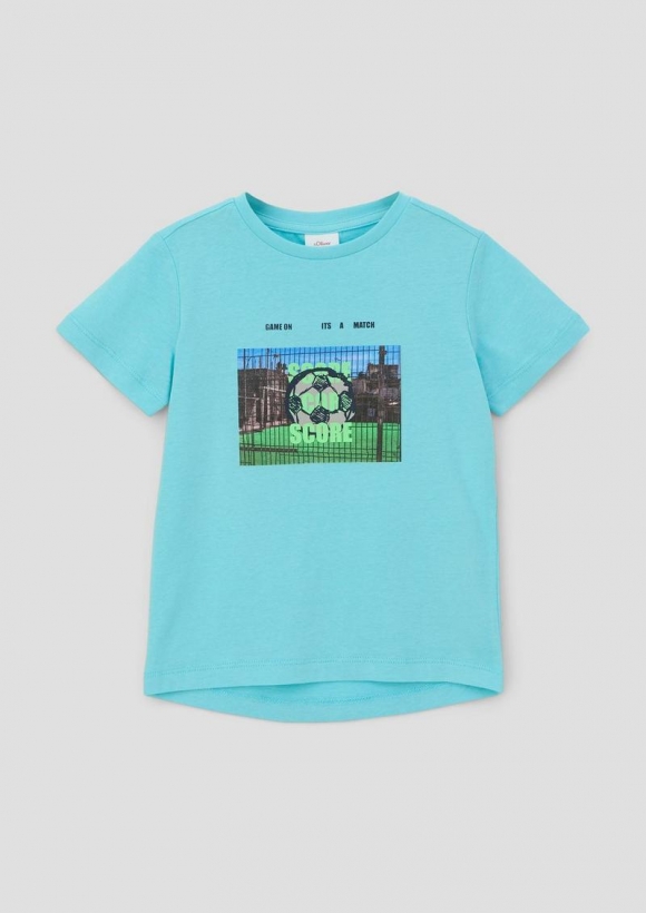 s.Oliver T-Shirt mit Fotoprint - helles türkis