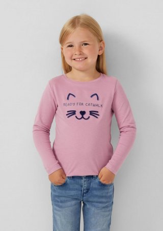 s.Oliver Longsleeve aus Baumwolle mit samtigem Artwork - pink