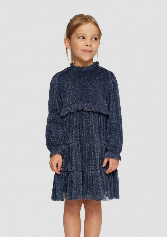 s.Oliver Gefüttertes Mesh-Kleid mit Glitzergarn - navy