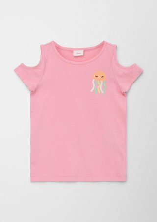 s.Oliver T-Shirt mit Glitzer-Print - rosa
