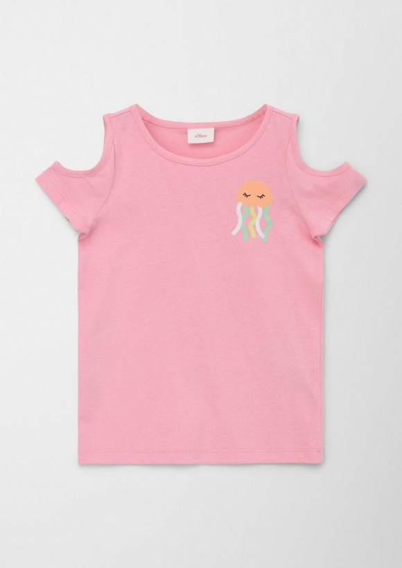 s.Oliver T-Shirt mit Glitzer-Print - rosa