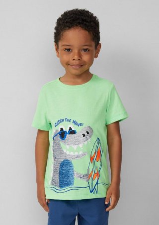 s.Oliver Jersey-T-Shirt mit Wendepailletten - grün