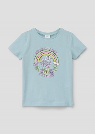 s.Oliver T-Shirt mit Frontprint - helles türkis