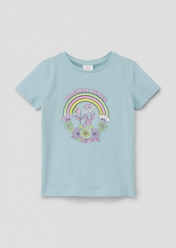 s.Oliver T-Shirt mit Frontprint - helles türkis