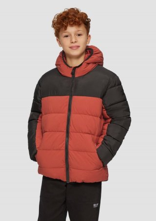 s.Oliver Steppjacke in Colour-Blocking-Optik und Fleecefutter - rubinrot